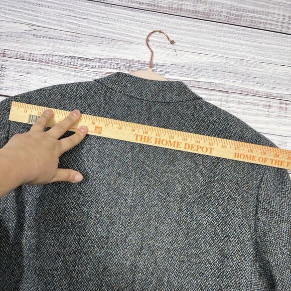 Harris Tweed Herringbone Wool Sport Coat Blazer Jacket Gray Blue 2 Button 44L - Picture 13 of 16